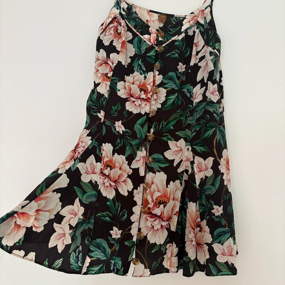 FARM RIO 100% Silk flower mini dress